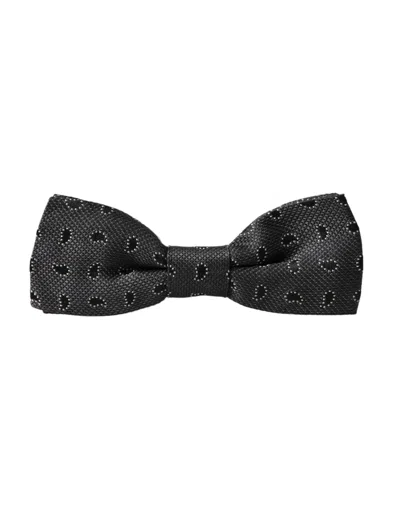 Dolce & Gabbana Black Silk Patterned Adjustable Neck Men Bow Tie In Black