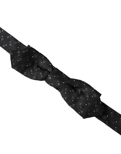 Dolce & Gabbana Black Silk Patterned Adjustable Neck Men Papillon Bow Tie In Black