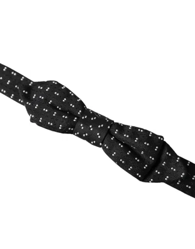 Dolce & Gabbana Black Silk Patterned Adjustable Neck Men Papillon Bow Tie In Black