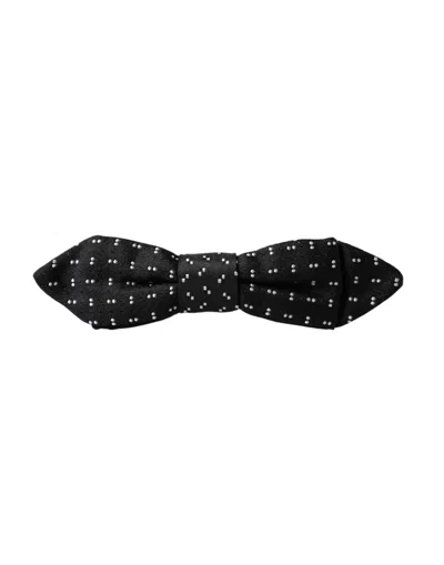 Dolce & Gabbana Black Silk Patterned Adjustable Neck Men Papillon Bow Tie In Black