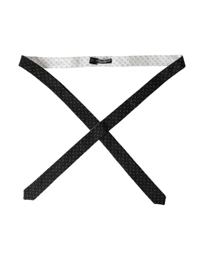 Dolce & Gabbana Black White Patterned Adjustable Tie In Black And White