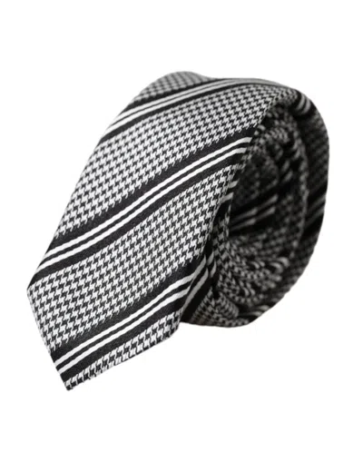 Dolce & Gabbana Black White Stripes Silk Adjustable Tie In Black And White