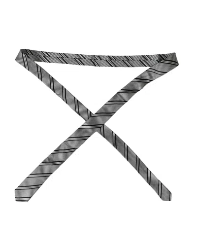 Dolce & Gabbana Black White Stripes Silk Adjustable Tie In Black And White