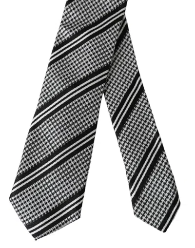 Dolce & Gabbana Black White Stripes Silk Adjustable Tie In Black And White