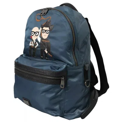 Dolce & Gabbana Blue Nylon #dgfamily Patch Men Backpack Men's Bag In Blue