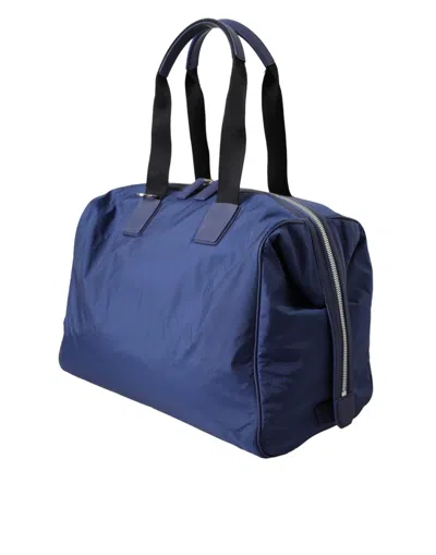 Dolce & Gabbana Blue Nylon Calfskin Hand Shoulder Duffel Men's Bag In Blue