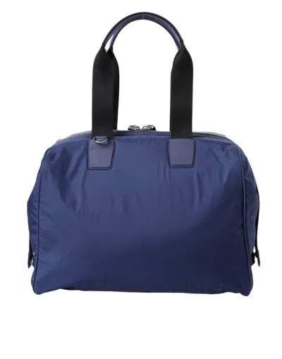 Dolce & Gabbana Blue Nylon Calfskin Hand Shoulder Duffel Men's Bag In Blue