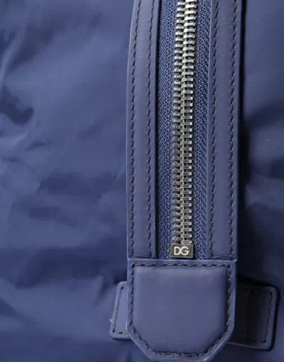 Dolce & Gabbana Blue Nylon Calfskin Hand Shoulder Duffel Men's Bag In Blue