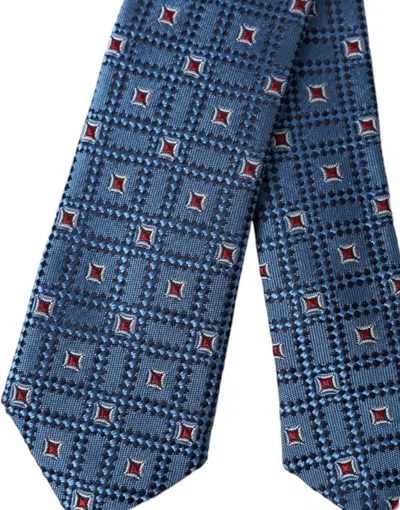 Dolce & Gabbana Blue Patterned 100% Silk Adjustable Men Tie In Blue