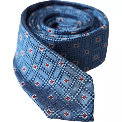 Dolce & Gabbana Blue Patterned 100% Silk Adjustable Men Tie In Blue