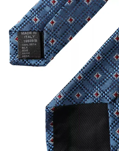 Dolce & Gabbana Blue Patterned 100% Silk Adjustable Men Tie In Blue