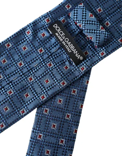 Dolce & Gabbana Blue Patterned 100% Silk Adjustable Men Tie In Blue