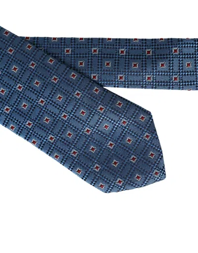 Dolce & Gabbana Blue Patterned 100% Silk Adjustable Men Tie In Blue