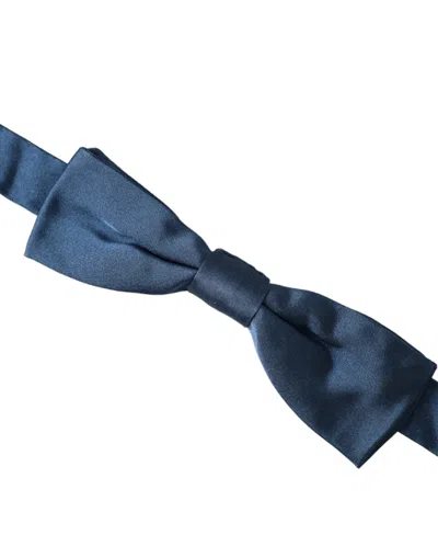 Dolce & Gabbana Blue Satin Silk Adjustable Neck Men Bow Tie In Blue