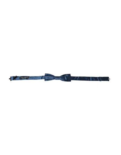 Dolce & Gabbana Blue Satin Silk Adjustable Neck Men Bow Tie In Blue