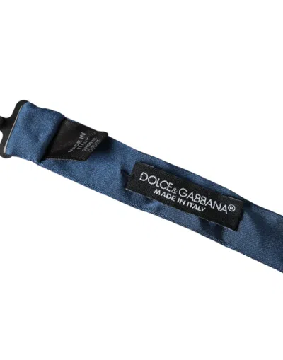 Dolce & Gabbana Blue Satin Silk Adjustable Neck Men Bow Tie In Blue