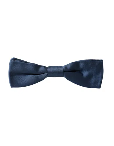Dolce & Gabbana Blue Satin Silk Adjustable Neck Men Bow Tie In Blue