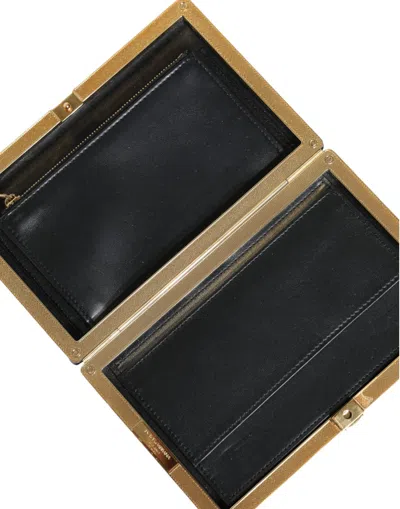 Dolce & Gabbana Blue Velvet Gold Frame Clutch Evening Party Purse Bag In Blue