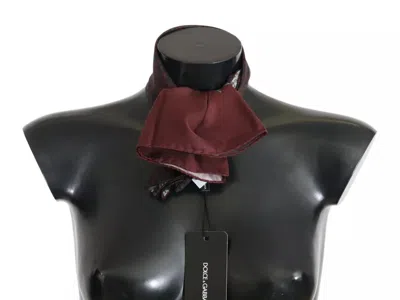 Pre-owned Dolce & Gabbana Bordeaux 100% Silk Floral Wrap Women Women's Scarf ()