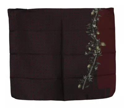 Pre-owned Dolce & Gabbana Bordeaux 100% Silk Floral Wrap Women Women's Scarf ()