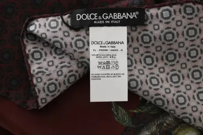 Pre-owned Dolce & Gabbana Bordeaux 100% Silk Floral Wrap Women Women's Scarf ()