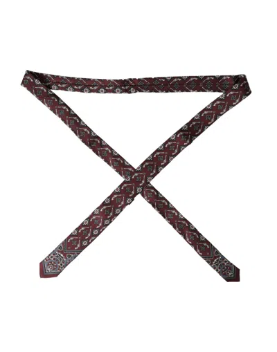 Dolce & Gabbana Bordeaux Printed 100% Silk Adjustable Men Men's Tie In Bordeaux