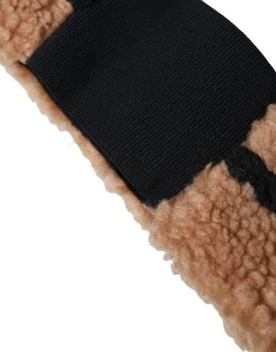 Dolce & Gabbana Brown Black Fleece Wool Head Band Hat Men In Black And Brown