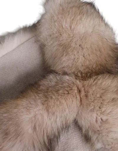 Dolce & Gabbana Brown Frost Fox Fur Neck Warmer Winter Scarf In Brown