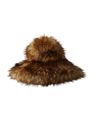 Dolce & Gabbana Brown Modacrylic Faux Fur Bucket Hat In Brown