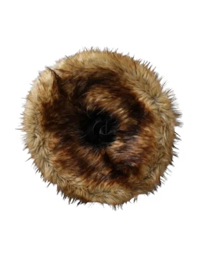 Dolce & Gabbana Brown Modacrylic Faux Fur Bucket Hat In Brown