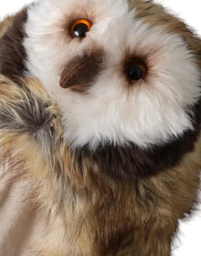 Dolce & Gabbana Brown Owl Faux Fur Whole Head Cap Hat In Brown