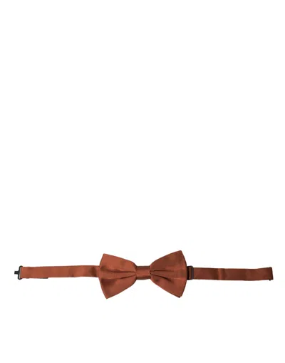 Dolce & Gabbana Brown Silk Adjustable Neck Men Bow Tie In Brown