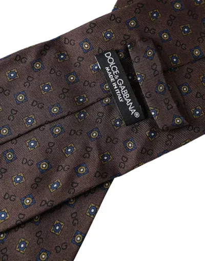 Dolce & Gabbana Brown Silk Branded Logo Adjustable Men Tie In Brown