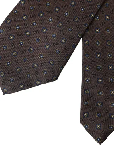 Dolce & Gabbana Brown Silk Branded Logo Adjustable Men Tie In Brown