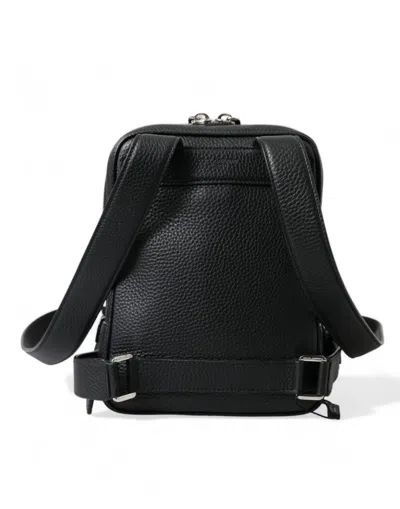 Dolce & Gabbana Chic Black Calf Leather Small Men's Backpack In Black