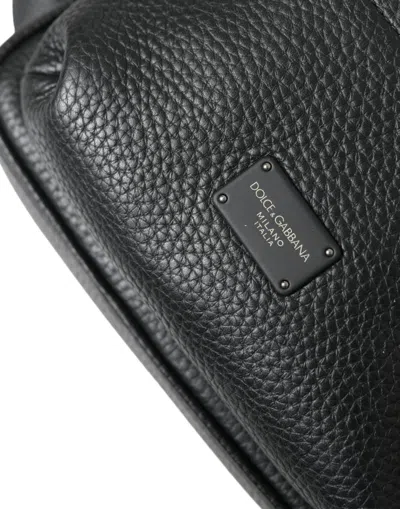 Dolce & Gabbana Chic Black Calf Leather Small Men's Backpack In Black