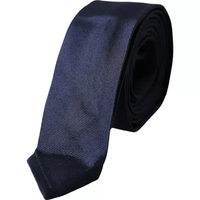 Dolce & Gabbana Dark Blue Silk Skinny Adjustable Tie In Blue