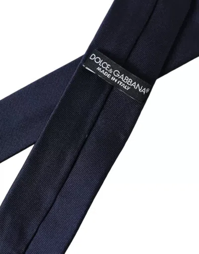 Dolce & Gabbana Dark Blue Silk Skinny Adjustable Tie In Blue