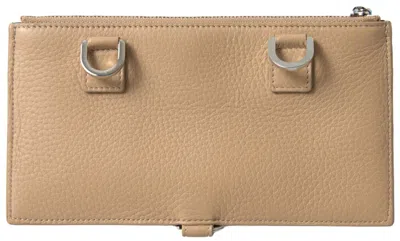 Dolce & Gabbana Beige Leather Shoulder Cardholder Shoulder Strap Wallet In Beige