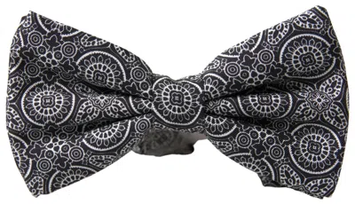 Dolce & Gabbana Black White Pattern Adjustable Neck Papillon Bow Tie In Black/white
