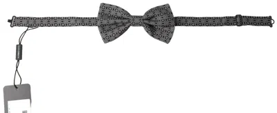 Dolce & Gabbana Black White Pattern Adjustable Neck Papillon Bow Tie In Black/white