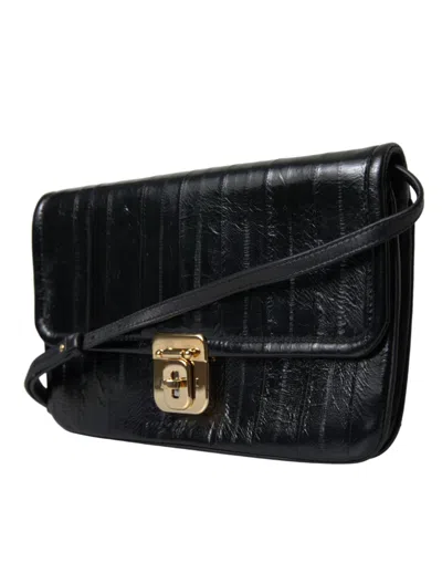 Dolce & Gabbana Elegant Eelskin Leather Shoulder Bag In Black