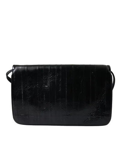 Dolce & Gabbana Elegant Eelskin Leather Shoulder Bag In Black