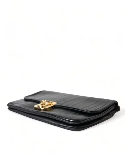 Dolce & Gabbana Elegant Eelskin Leather Shoulder Bag In Black
