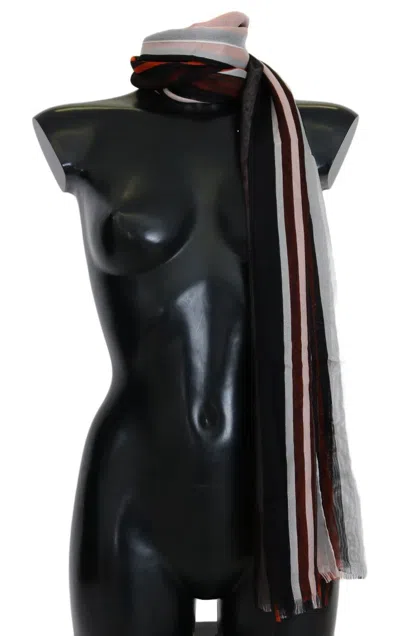 Dolce & Gabbana Multicolor Striped Silk Shawl Fringes Scarf In Multicolor