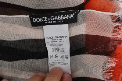 Dolce & Gabbana Multicolor Striped Silk Shawl Fringes Scarf In Multicolor