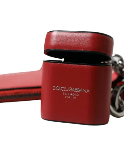 Dolce & Gabbana Elegant Red Leather Airpods Men's Case In Red