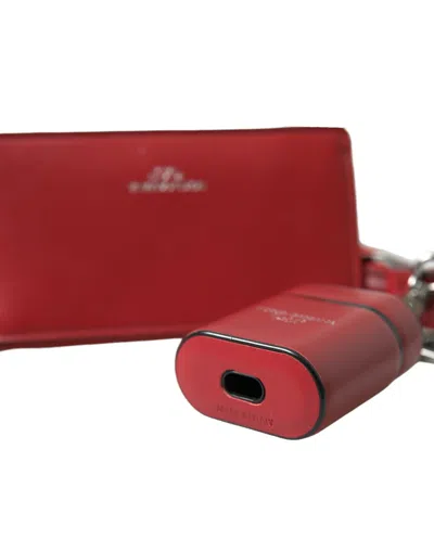 Dolce & Gabbana Elegant Red Leather Airpods Men's Case In Red