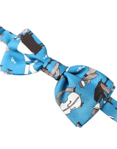Dolce & Gabbana Blue Jazz Club Silk Adjustable Neck Papillon Bow Tie In Blue