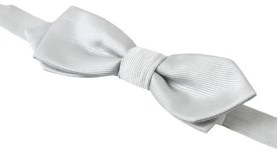 Dolce & Gabbana Gray Silk Adjustable Men Neck Papillon Bow Tie In Gray